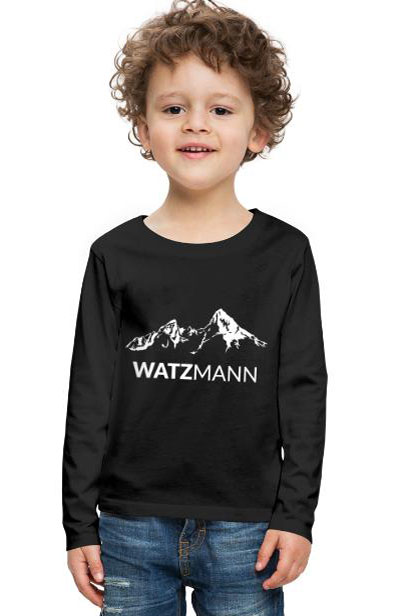 kinder watzmann t-shirt schwarz berg schrift weiss