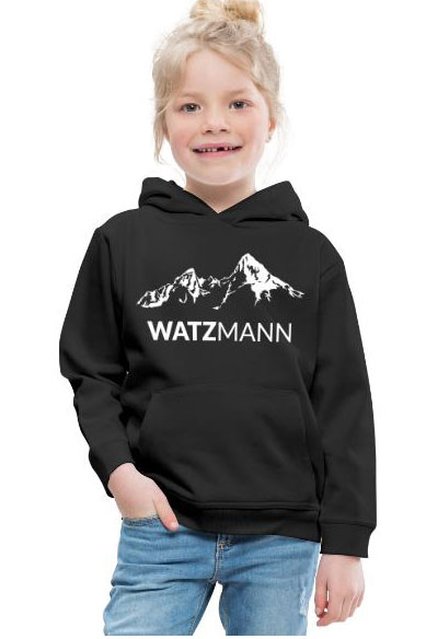 kinder watzmann hoodie schwarz berg schrift weiss