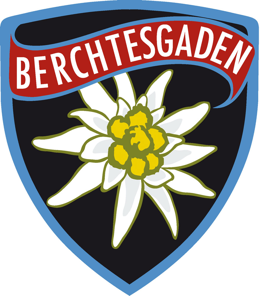 Wappen Aufkleber Sticker Berchtesgaden - Modell Edelweiß Schwarz