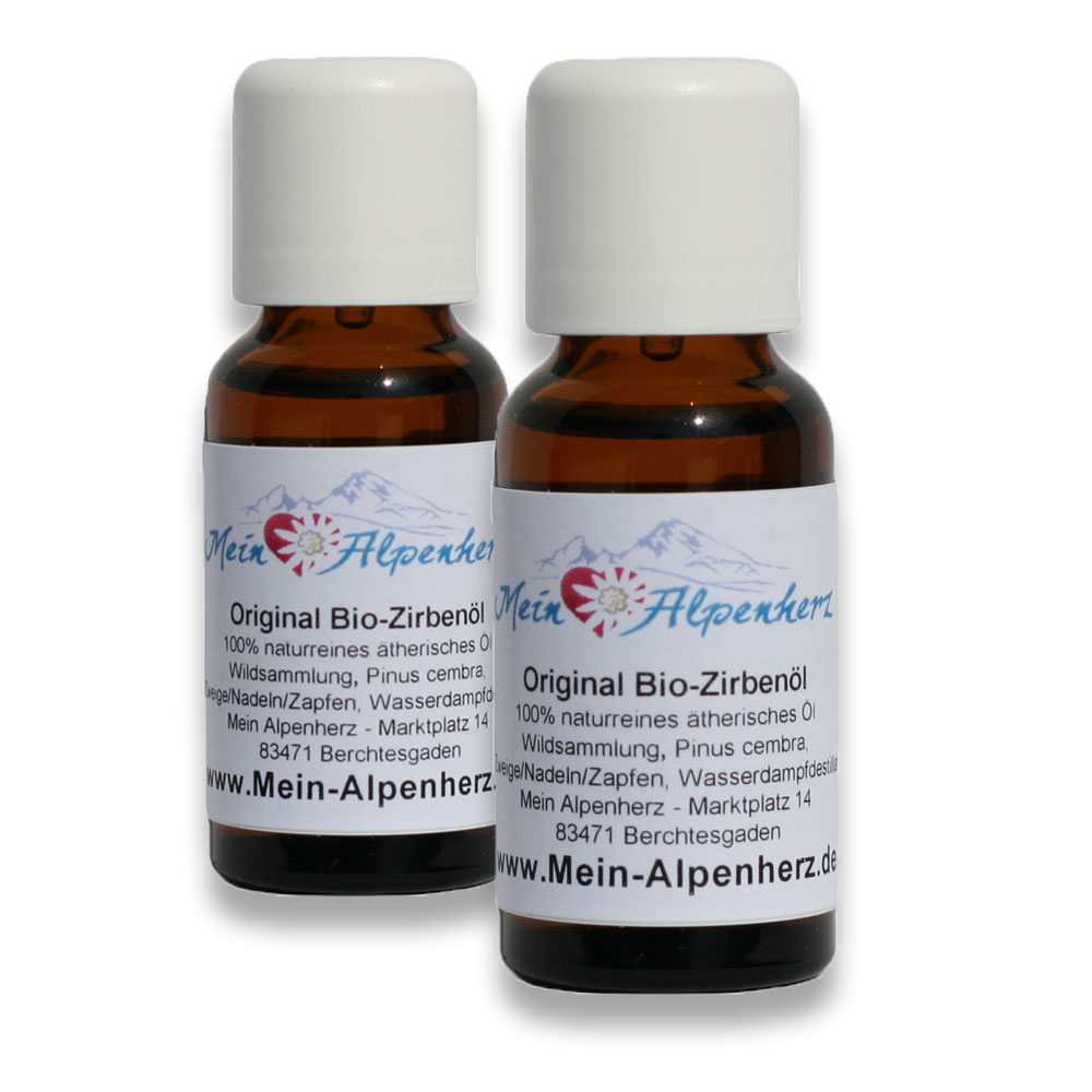Doppelpack - Bio Zirbenöl - naturreines ätherisches Öl - 2x 10 ml